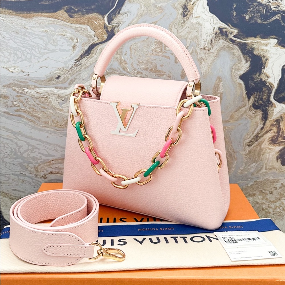 Louis Vuitton Capucines BB Taurillon Enamel Chain Bag